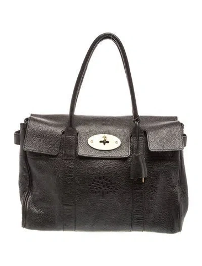 Pre-owned Mulberry Embossed Leather Top Handle Bag In Black