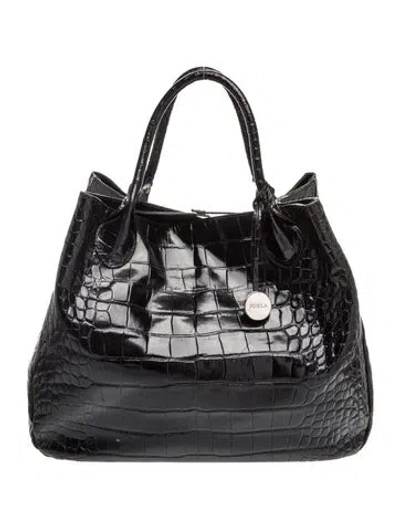 Pre-owned Mulberry Embossed Leather Top Handle Bag In Black