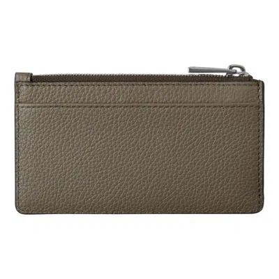 Mulberry Farringdon Long Zipped Credit Card Holder Linen Green Small Classic Grain