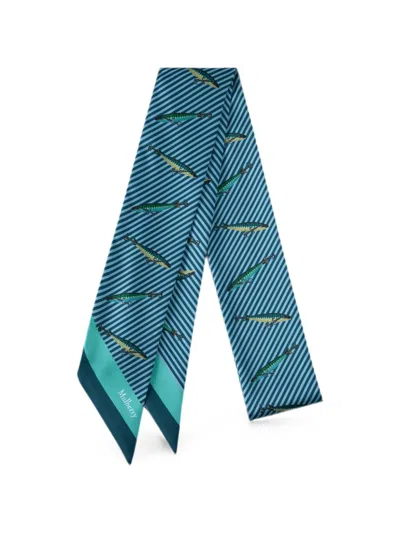 Mulberry Fishing Lure-print Skinny Scarf In Black