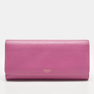 Pre-owned Mulberry Flap Pink Leather Continental Wallet