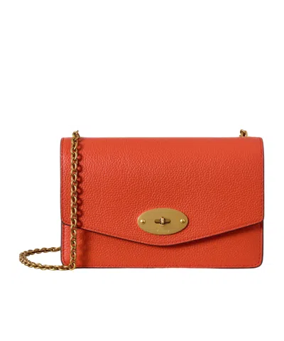 Mulberry Mini Darley Grained-leather Cross Body Bag In Orange