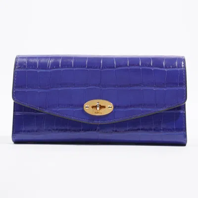 Mulberry Flap Wallet Patent Leather In Blue