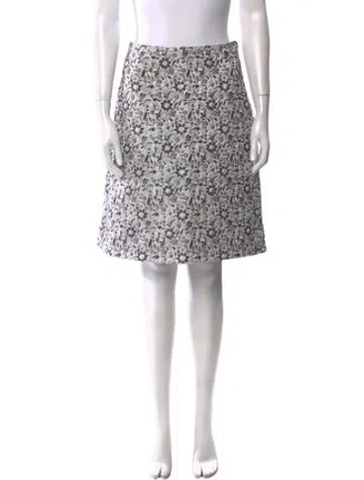 Pre-owned Mulberry Floral Print Knee-length Skirt In Gray