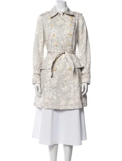 Pre-owned Mulberry Floral Print Trench Coat In Neutral