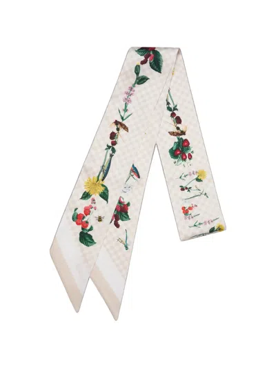 Mulberry Floral-print Gingham-check Scarf In Multi