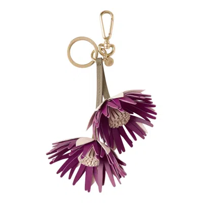 Mulberry Flower Keyring Dahlia Blossom Pink & Orchid Bloom Mixed Material In Brown