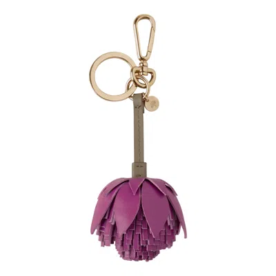 Mulberry Flower Keyring Pom Pom Orchid Bloom Mixed Material In Multi