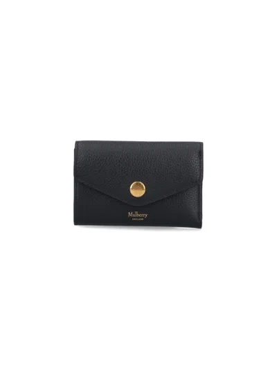 Mulberry "folded Multi-card" Logo Wallet In Black