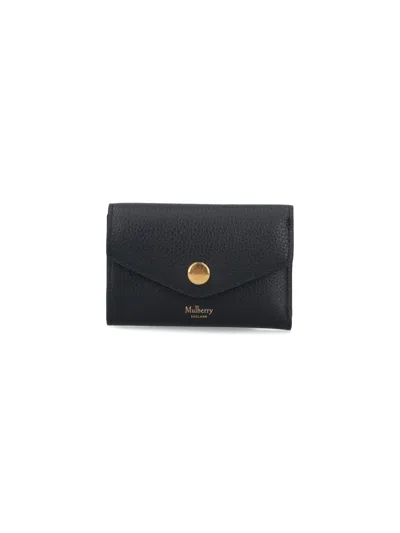 Mulberry Folded Leather Wallet In Black