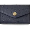 Mulberry Folded Multi-card Ostrich Embossed Leather Wallet In Blue