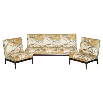 Pre-owned Mulberry George Smith Norris Three Piece Suite Sofa & Armchairs In  Flying Ducks In Purple