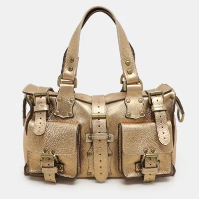 Pre-owned Mulberry Gold Leather Roxanne Satchel