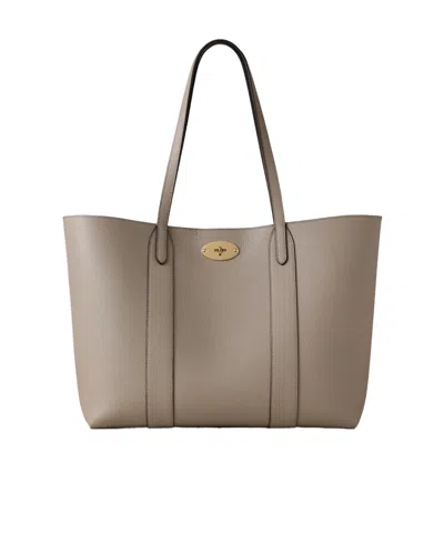 Mulberry Grain Leather Tote Bag In Gray