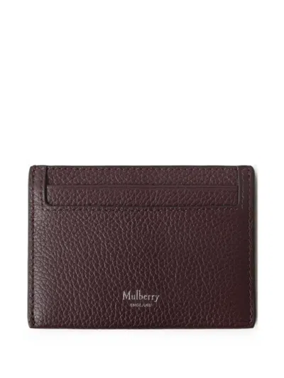Mulberry Grained Leather Card Holder In Brown