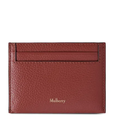 Mulberry Grained Leather Card Holder In Red