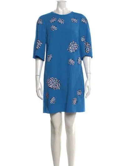 Pre-owned Mulberry Graphic Print Mini Dress In Blue