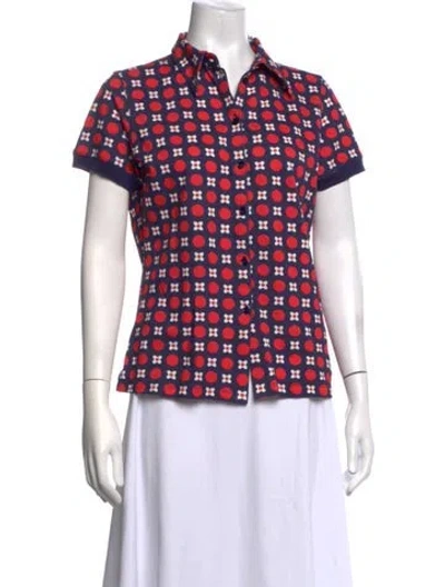 Pre-owned Mulberry Graphic Print Short Sleeve Polo In Blue