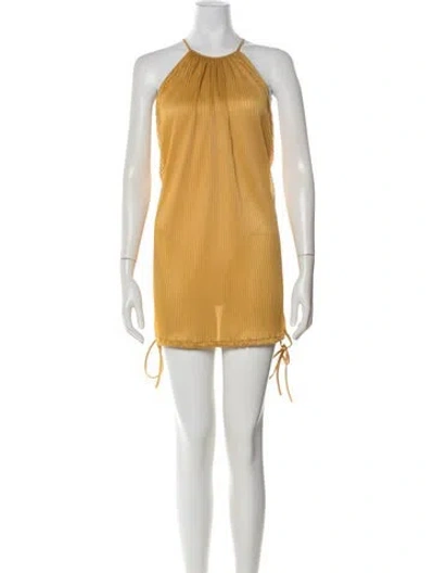 Pre-owned Mulberry Halterneck Mini Dress In Yellow