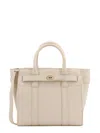 Mulberry Mini Zipped Bayswater Leather Tote In Chalk