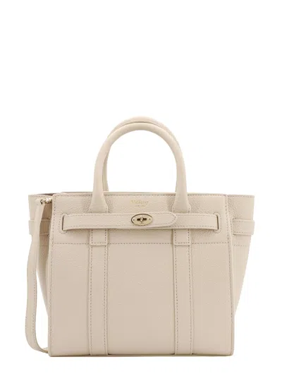 Mulberry Mini Zipped Bayswater Leather Tote In Chalk