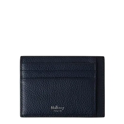Mulberry Heritage Card Holder Small Classic Grain In Blue