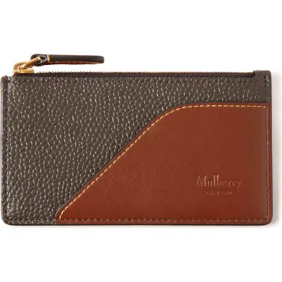 Mulberry Heritage Leather Zipped Long Card Holder In Mole-cognac