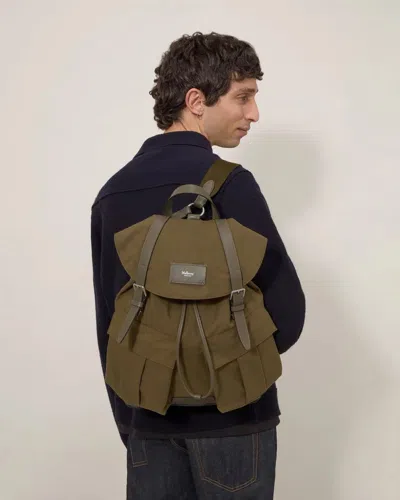 Mulberry Heritage Waxed Backpack Dark Moss Waxed Cotton