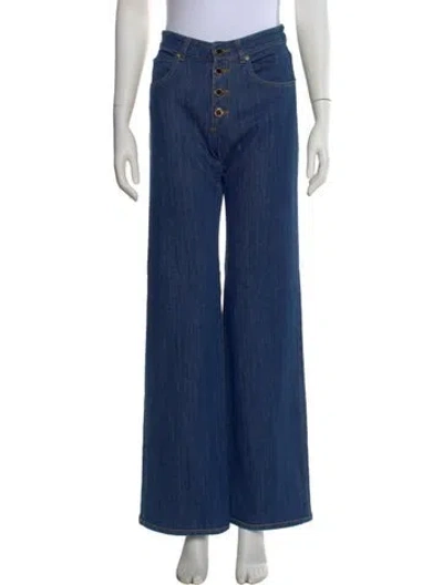 Pre-owned Mulberry High-rise Wide Leg Jeans In Blue