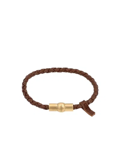 Mulberry Iris Leather Woven Bracelet In Brown