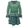 Mulberry Knitted Top And Skirt Set In Multicolor Polyester In Green