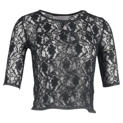Mulberry Lace Detail Crop Top In Black Polyester