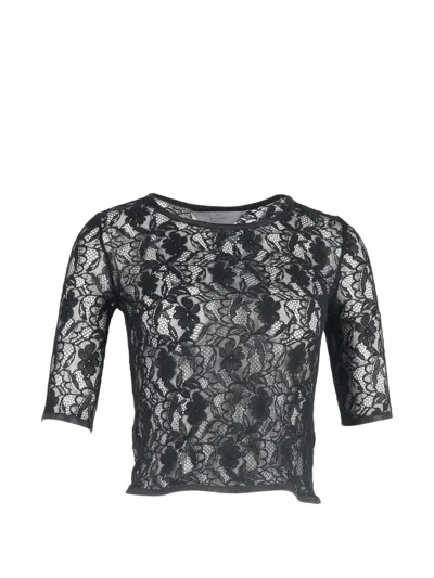 Pre-owned Mulberry Laced Crop Top In Black