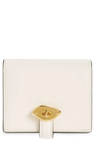 Mulberry Lana Compact High Gloss Leather Bifold Wallet In Eggshell