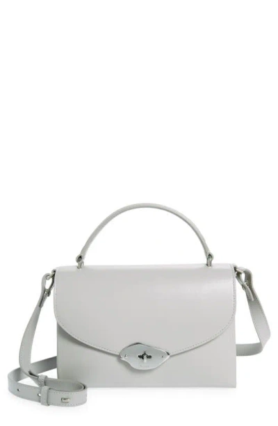 Mulberry Lana High Gloss Leather Top Handle Bag In Pale Grey
