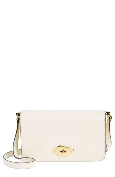 Mulberry Lana High Gloss Leather Wallet On A Strap In Eggshell