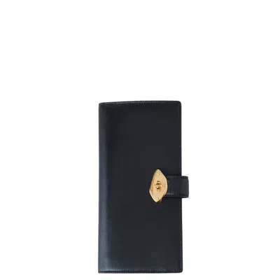 Mulberry Lana Long Bifold Wallet Black High Gloss Leather
