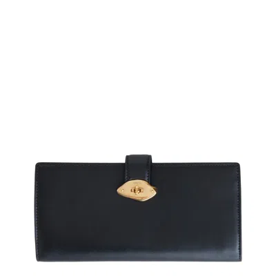 Mulberry Lana Long Bifold Wallet Black High Gloss Leather In Pink