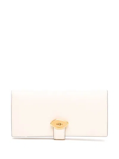 Mulberry Lana Long High Gloss Leather Bifold Wallet In Eggshell