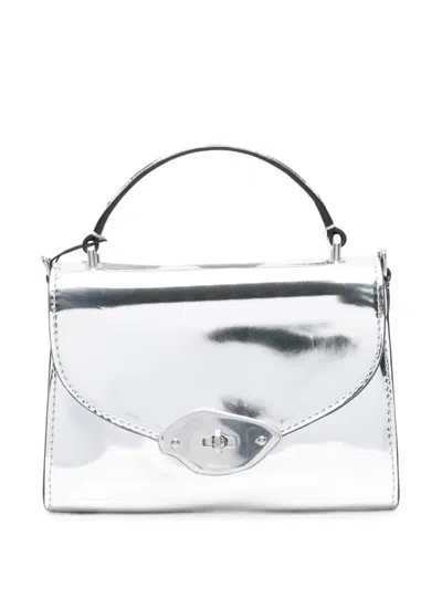 Pre-owned Mulberry Lana Patent-leather Tote Bag In Silver