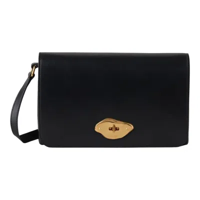 Mulberry Lana Wallet On Strap Black High Gloss Leather In Red