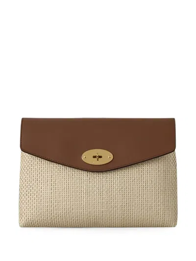 Mulberry Large Darley Raffia Pouch In Brown