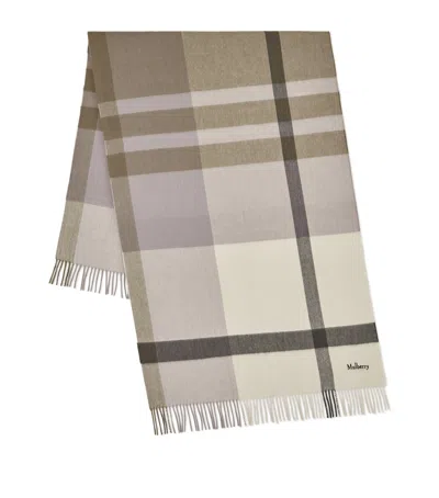 Mulberry Large Merino Wool Check Scarf In Multi