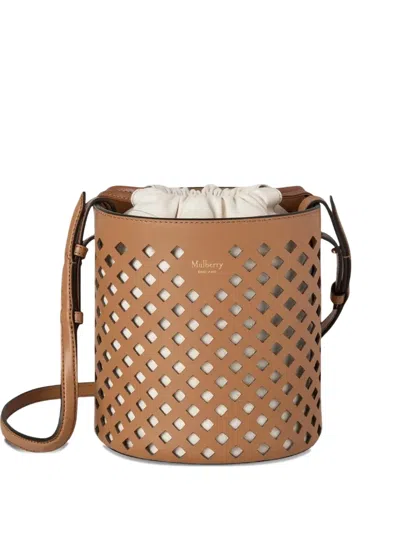 Mulberry Laser-cut Drawstring Shoulder Bag In Brown