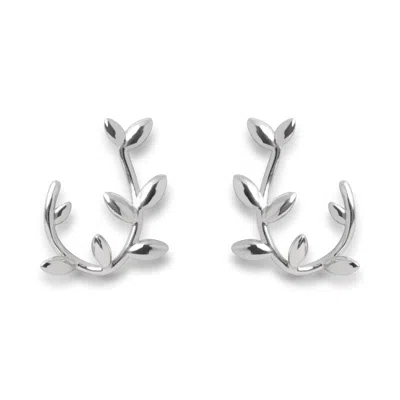 Mulberry Leaf Hoop Earrings - New Silver