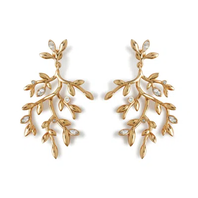 Mulberry Leaf Long Earrings - Gold