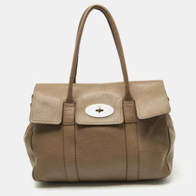 Mulberry Leather Bayswater Satchel In Beige
