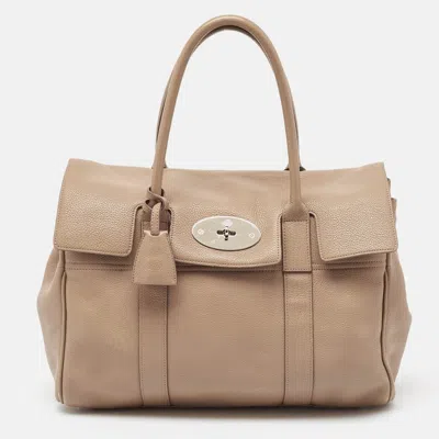 Mulberry Leather Bayswater Satchel In Beige