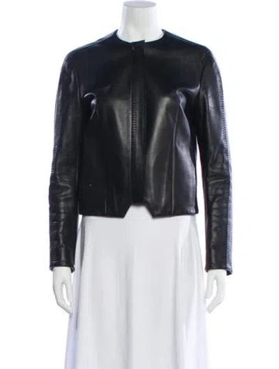 Pre-owned Mulberry Leather Biker Jacket In Black