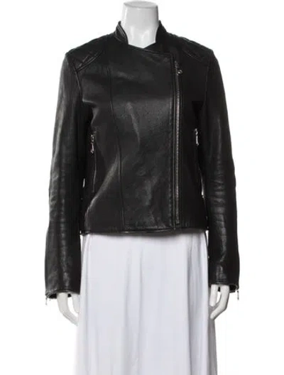 Pre-owned Mulberry Leather Biker Jacket In Black